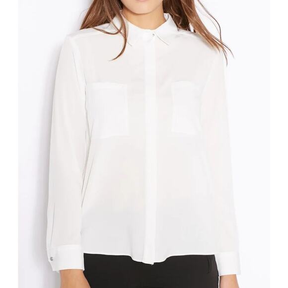 Topshop Pocket Detail Button Down Shirt in White - Picture 1 of 13